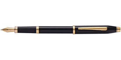 Cross Century II Black Fountain Pen 23KT Gold Plated Appointments Fine Nib 0.7mm