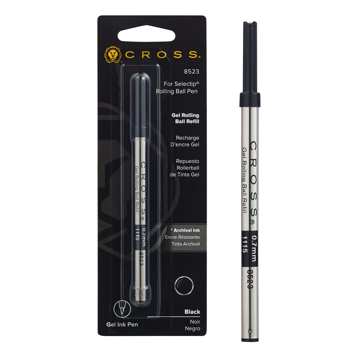 Cross Rolling Ball Gel Rollerball Pen Refill 8523 Black 0.7mm