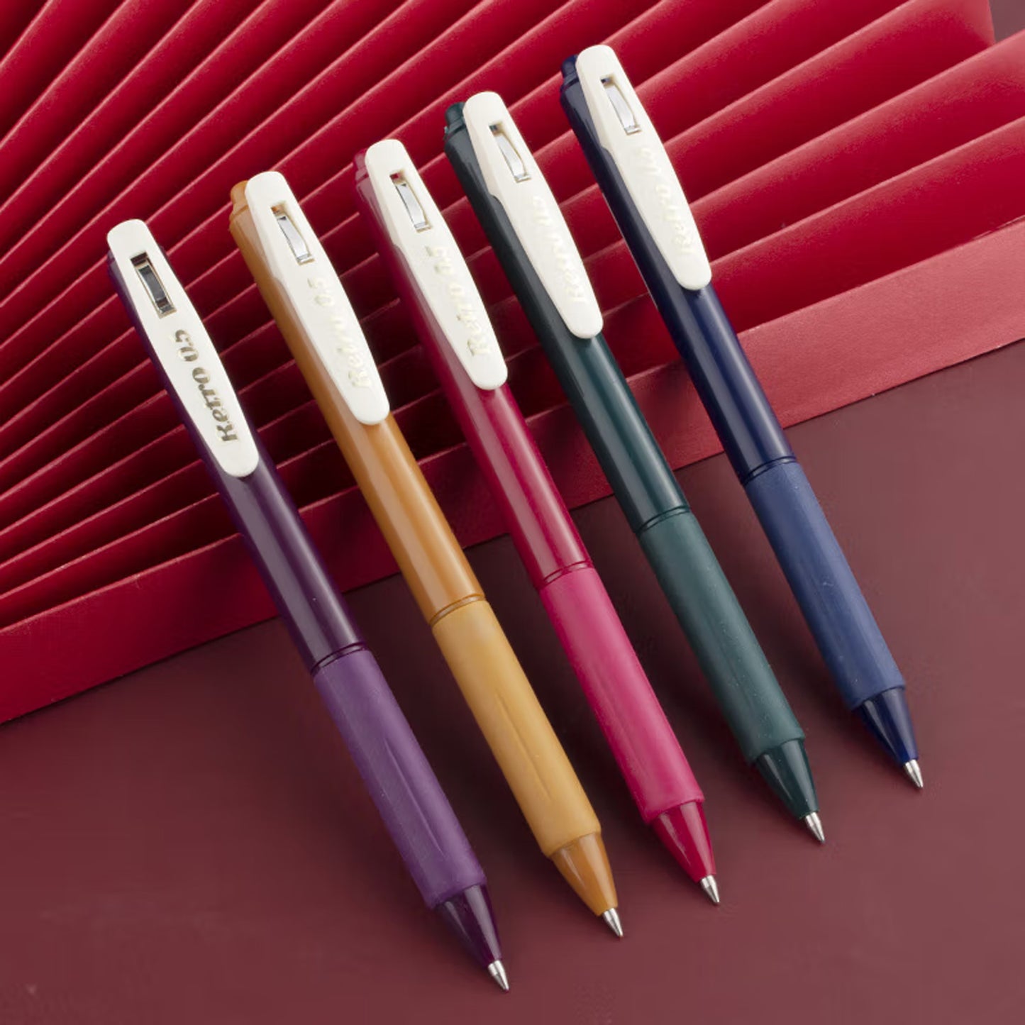 Retractable 5 Pack Gel Pen Fine Point (0.5mm) Assorted Colours
