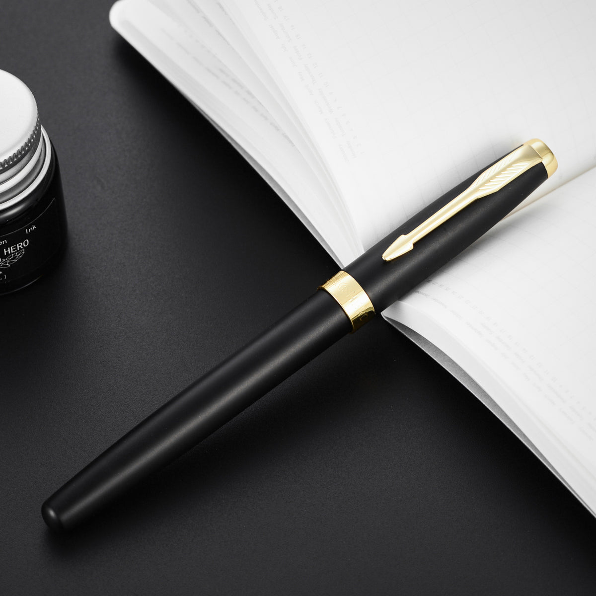 【Free Engraving】Rollerball Pen Classic Design Sonnet Shape Metal Black