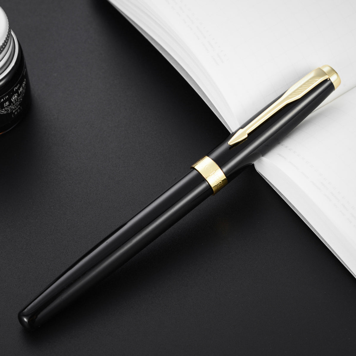 【Free Engraving】Rollerball Pen Classic Design Sonnet Shape Metal Black