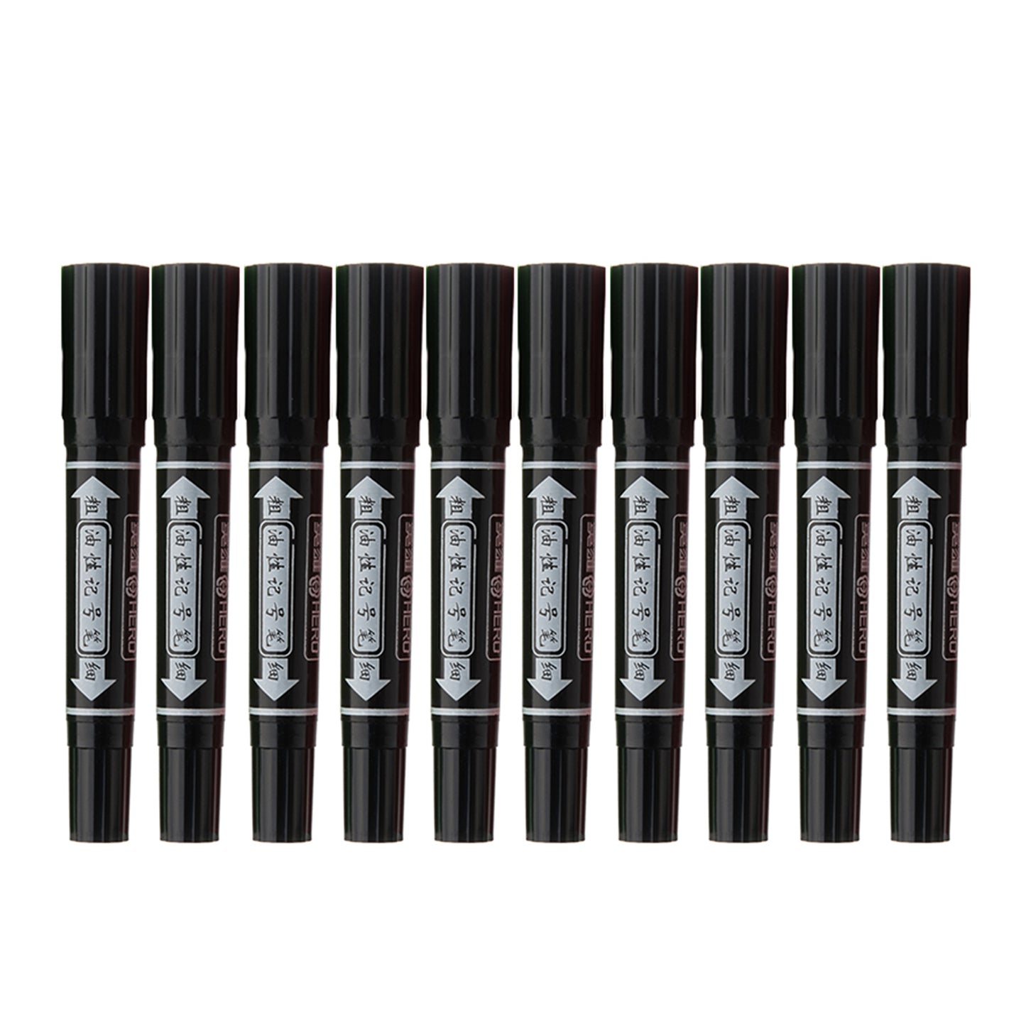 Vignette Stationery Dual Nib Permanent Markers, Heavy Duty Double Tipped, Alcohol Based Ink (Black)
