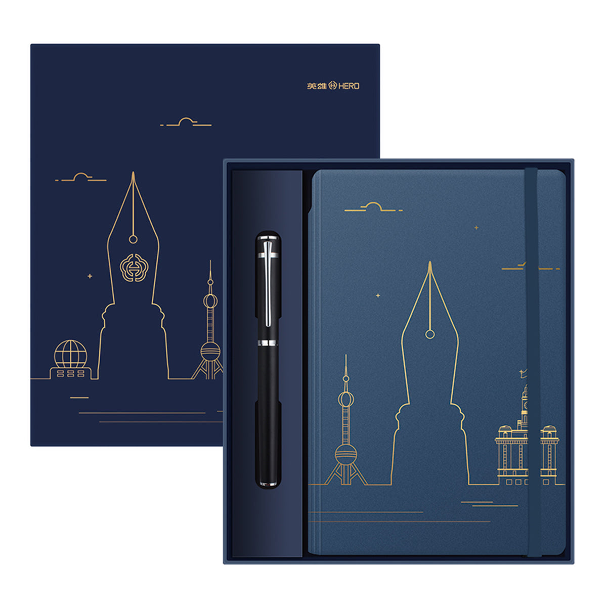 Fountain Pen 605C Fine Nib 0.5 mm Iridium with Notebook Gift Set