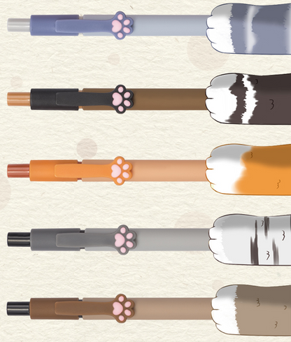 Cute Cat Paw Gel Pen Ballpoint Black Ink 5 pcs