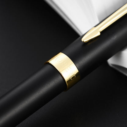 【Free Engraving】Rollerball Pen Classic Design Sonnet Shape Metal Black
