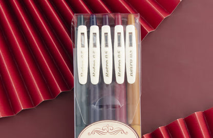 Retractable 5 Pack Gel Pen Fine Point (0.5mm) Assorted Colours