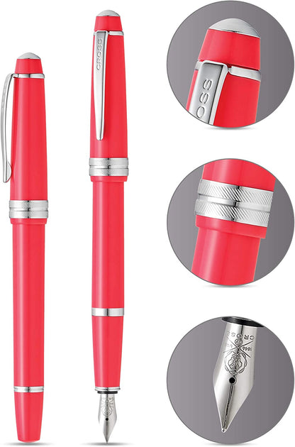 Cross Bailey Light Silver Tone Fountain Pen with Cross Gift Box & Gift Bag AT0746
