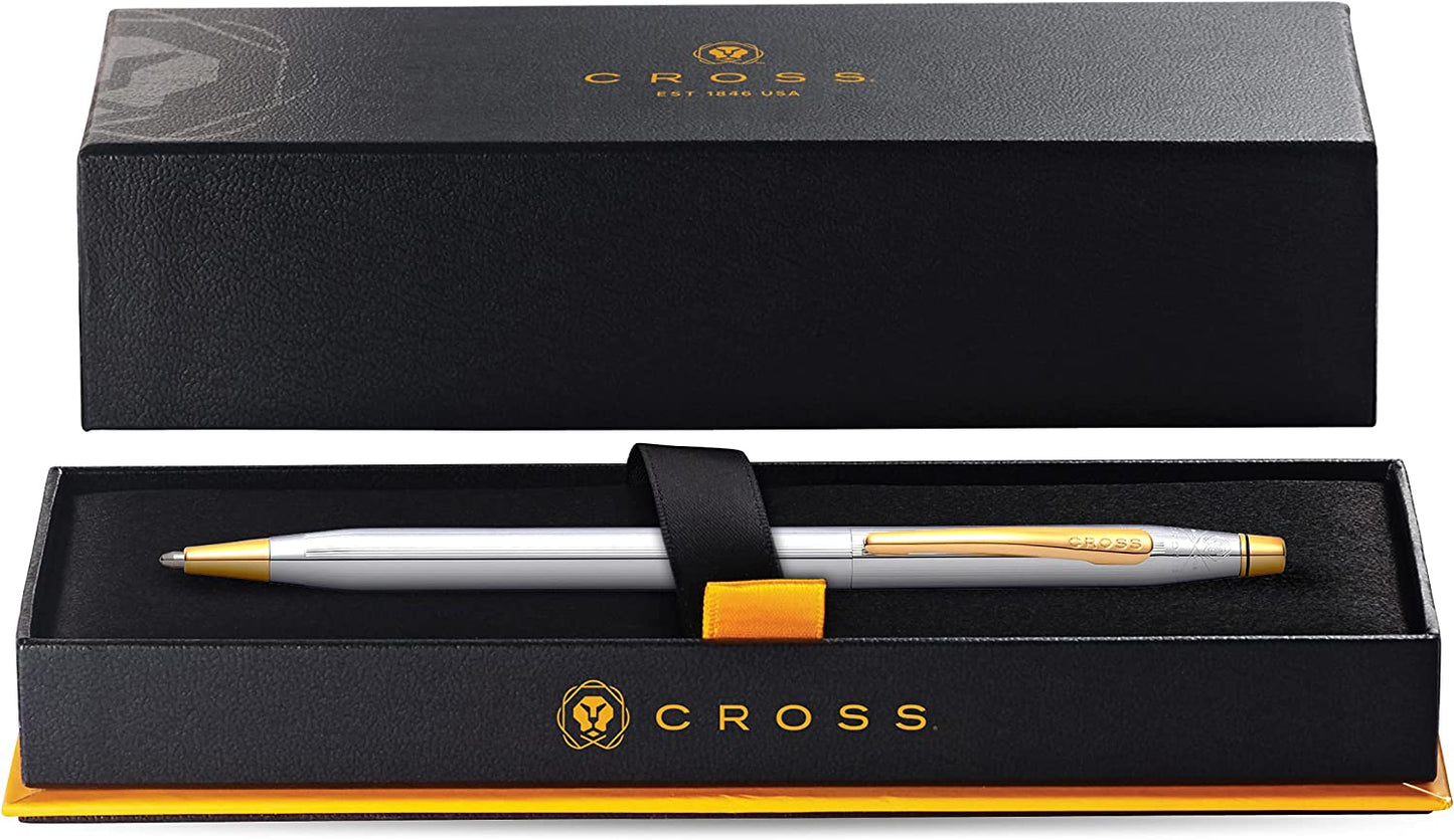 【Free Engraving】Cross Classic Century 23KT Gold Plated Medalist Ballpoint Pen With Cross Gift Box & Bag