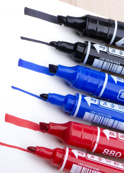 Vignette Stationery Dual Nib Permanent Markers, Heavy Duty Double Tipped, Alcohol Based Ink (Black)