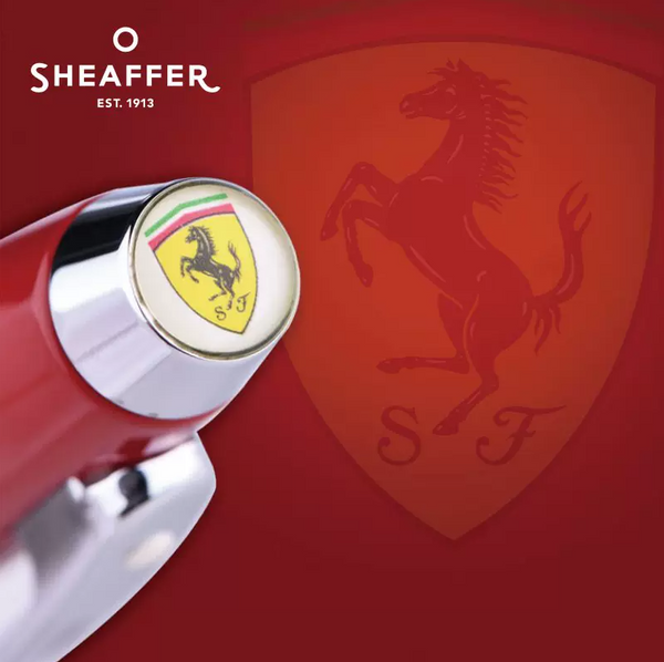【Free Engraving】Sheaffer Ferrari 100 Black Lacquer & Chrome Ballpoint ...