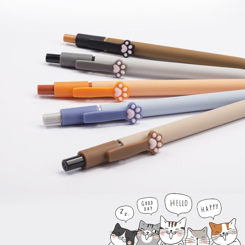 Cute Cat Paw Gel Pen Ballpoint Black Ink 5 pcs