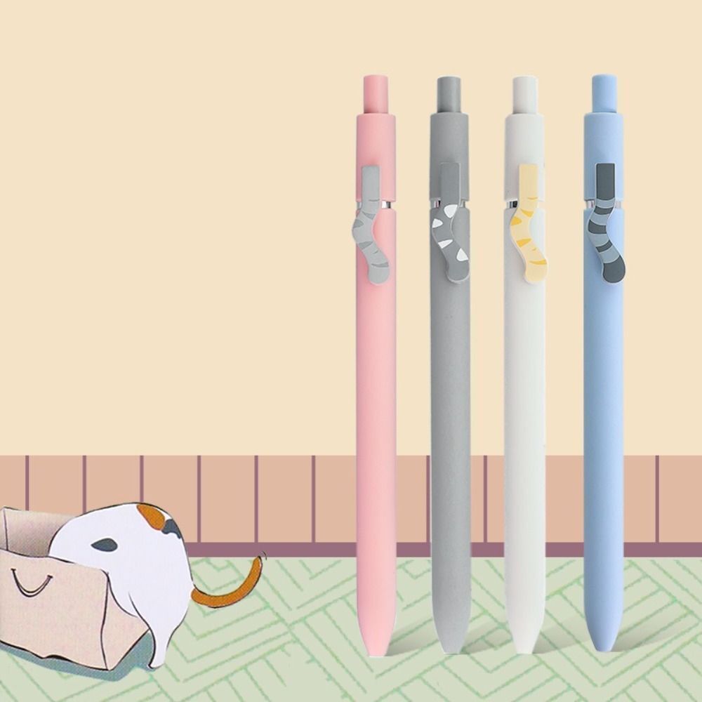 Cute Cat Tail Gel Pen Ballpoint Black Ink 4 pcs