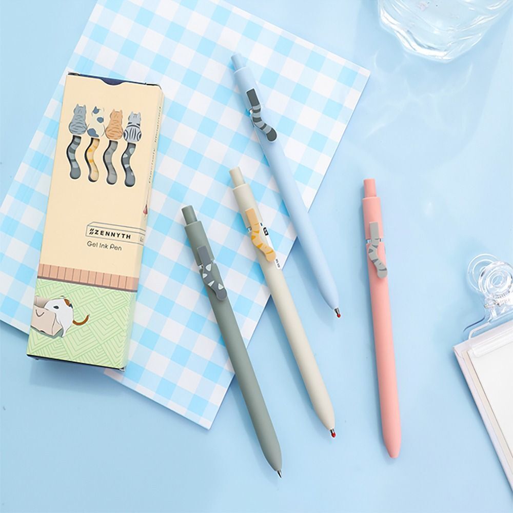 Cute Cat Tail Gel Pen Ballpoint Black Ink 4 pcs