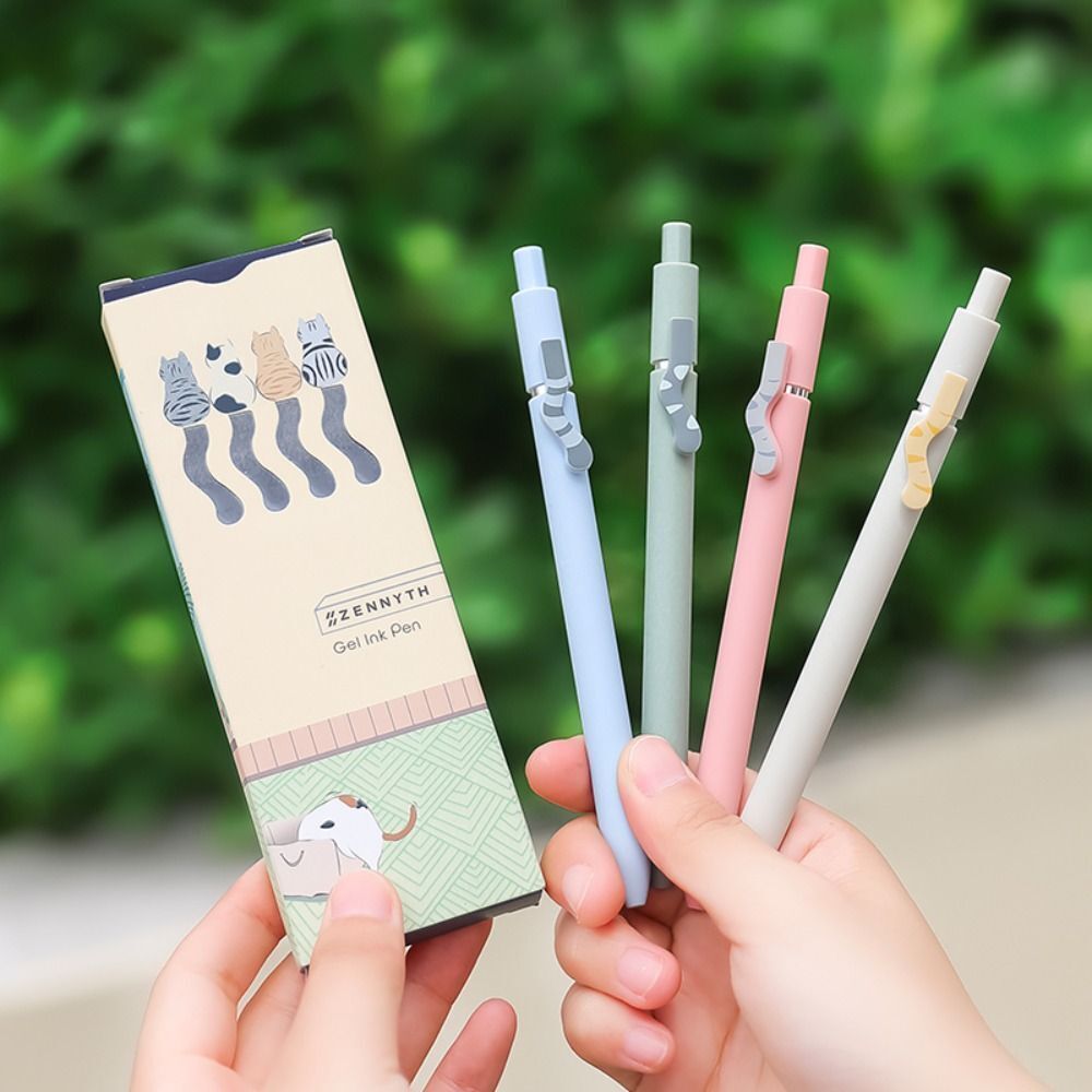 Cute Cat Tail Gel Pen Ballpoint Black Ink 4 pcs