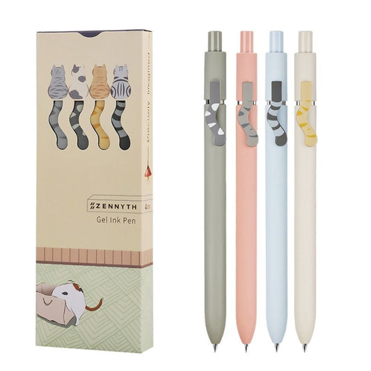 Cute Cat Tail Gel Pen Ballpoint Black Ink 4 pcs